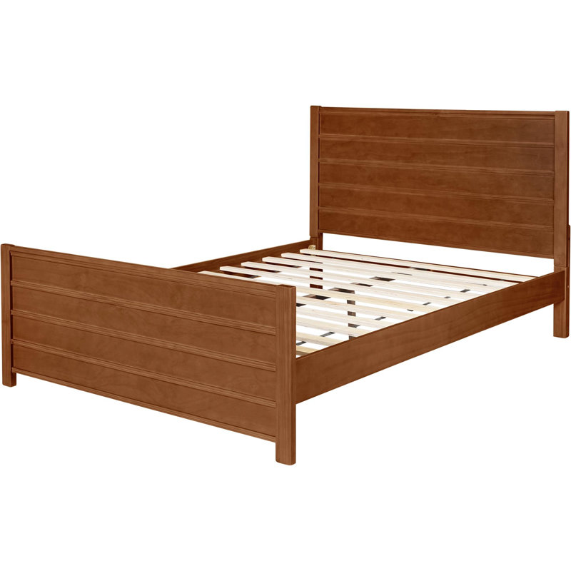 Caroline Platform Bed with Paneled Headboard and Footboard, King, Walnut