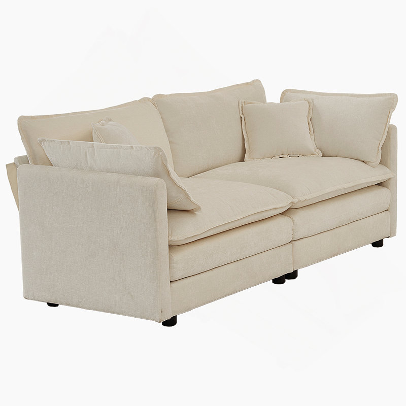 Ensemble de causeuse 2 places et fauteuil 2 pièces Ensemble de causeuse en chenille beige, Beige