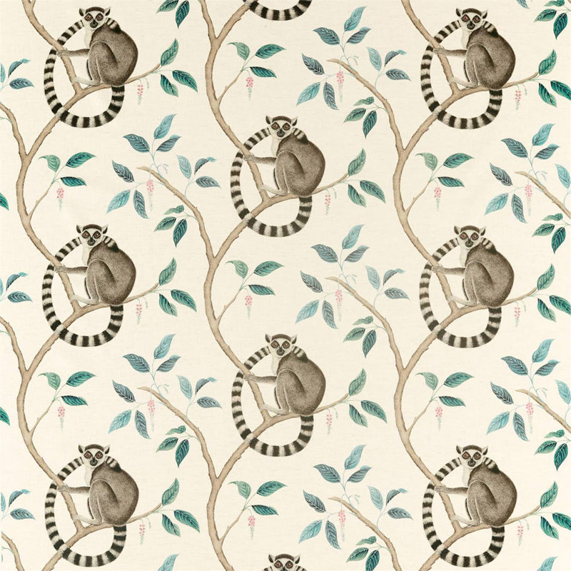 Ringtailed Lemur Fabric, Gray