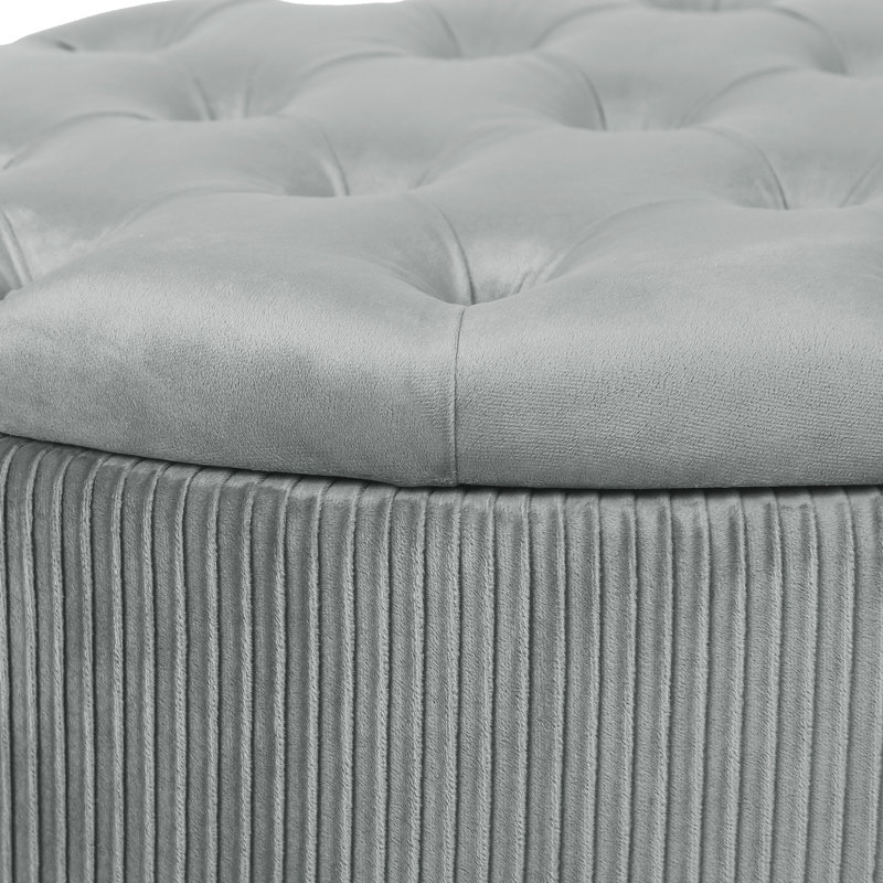 Repose-pieds avec rangement Murrel, Velours gris