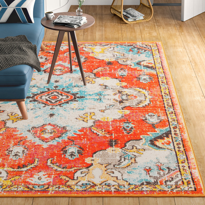 Kathryn Oriental Orange Area Rug, Rectangle 8' x 10'