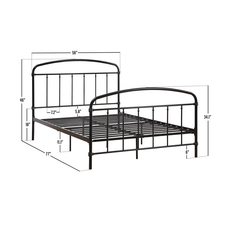 Bernel Metal Slat Bed, Black, Full/Double