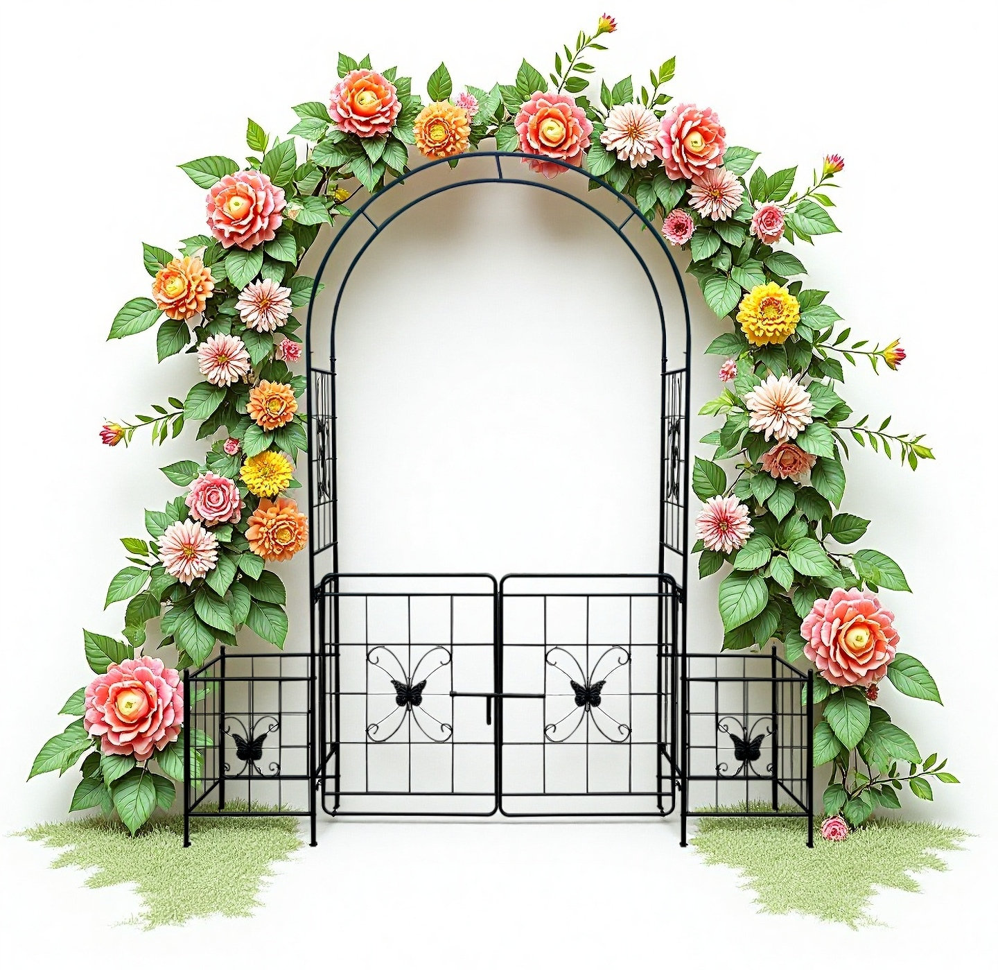Novobey Garden Arch Arbour Trellis for Climbing Plants with Gate ...