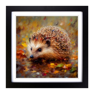Hedgehog Impressionism - Single Picture Frame Print on Wood