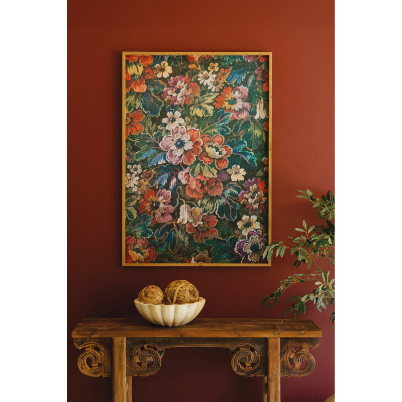  Framed Wall Art 31"H - Printed Paper Floral Textured Multi-Color Design