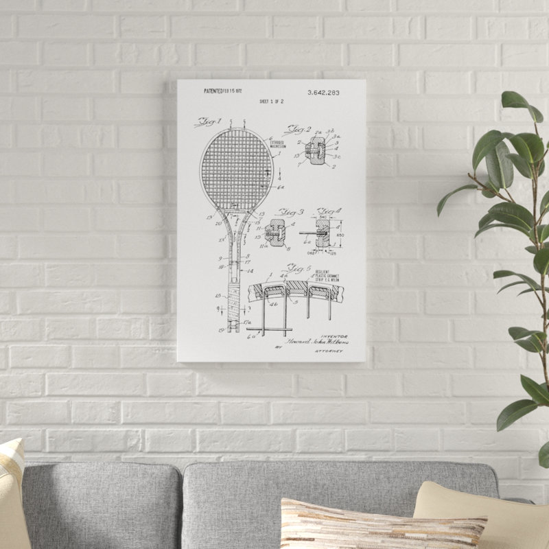 « rétro tennis raquette brevet », impression sur toile