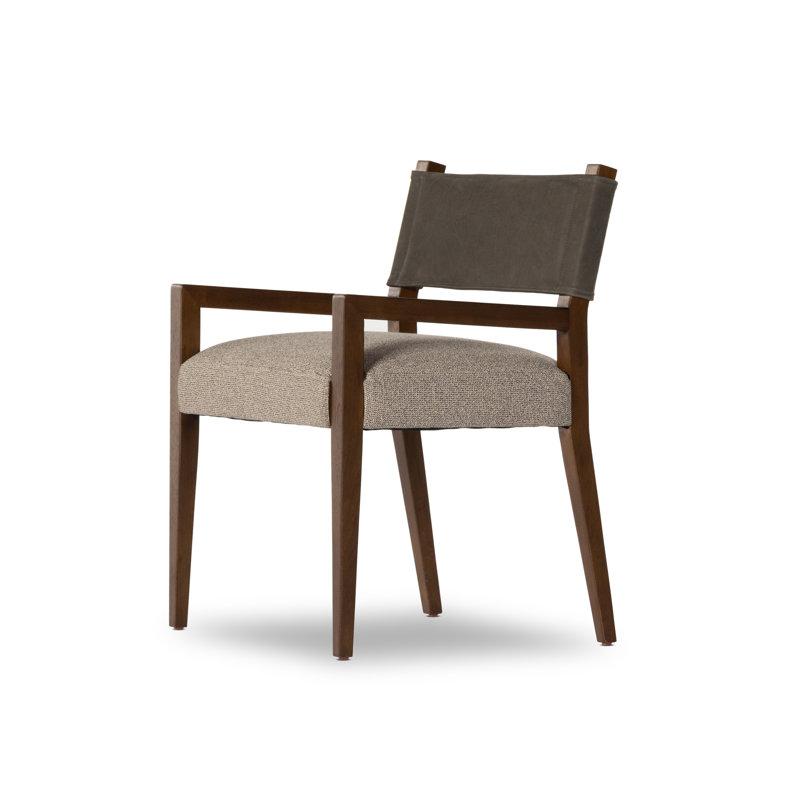 Ferris Dining Armchair, Gray Viscose/Polyester, Dark Brown