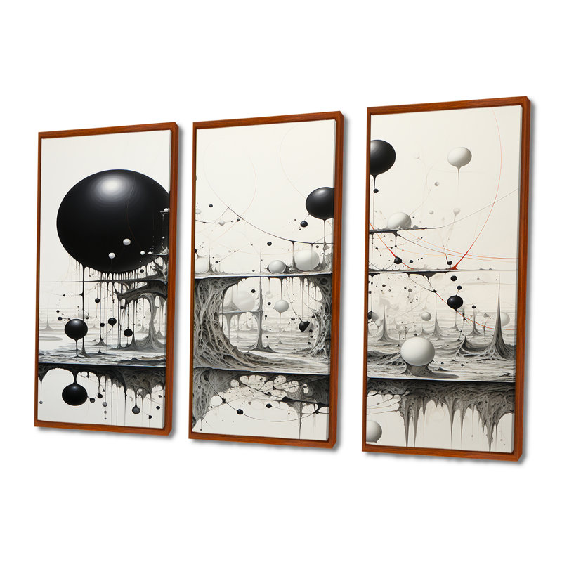 Cordey - ensemble d'art mural paysage abstrait, Cadre flottant brun, H 32 po x l 48 po x P 1 po