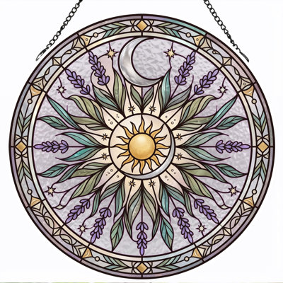 Panneau de vitrail Sun Moon ， 7,8H