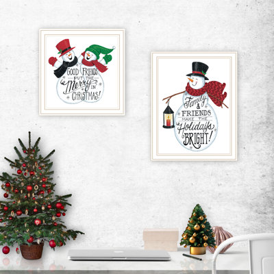 The Holiday Aisle® 2- Piece Vignette Good Friends Snowman Wall Art For Living Room, Bedroom Wall Art Print For Home Decor By Deb Strain