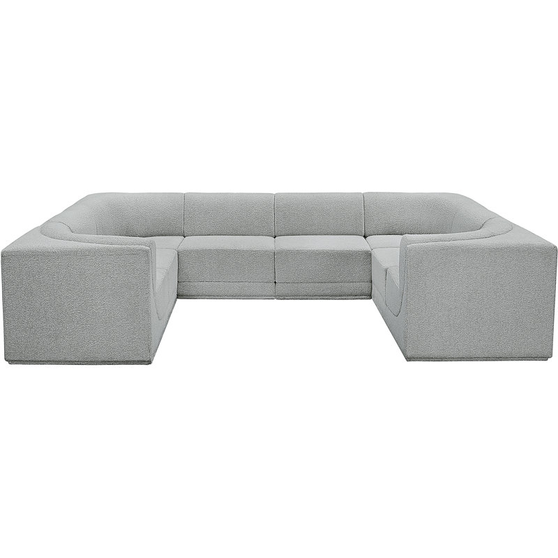 Canapé modulaire rembourré 8 pièces Ollie, Tissu gris bouclé