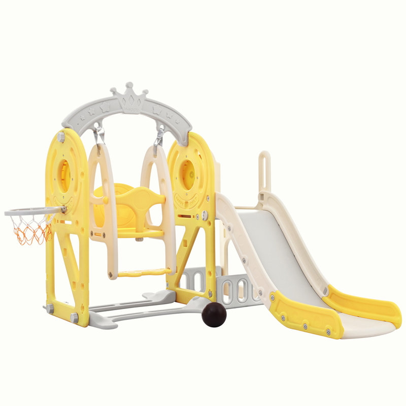 Creationstry High-Density Polyethylene (HDPE) Swing Set with 1 Swing(s) , 1 Slide(s), Yellow