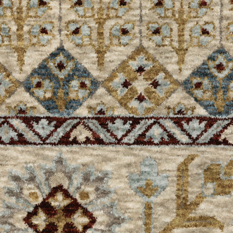 Tapis bleu pâle / doré Edner, Tapis de couloir 2 pi 3 po x 7 pi 9 po