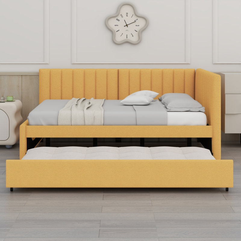Lit de jour rembourré avec couchette, Complet/Double, Jaune