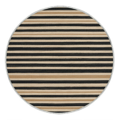 Washable Light Beige Charcoal Striped Area Rug