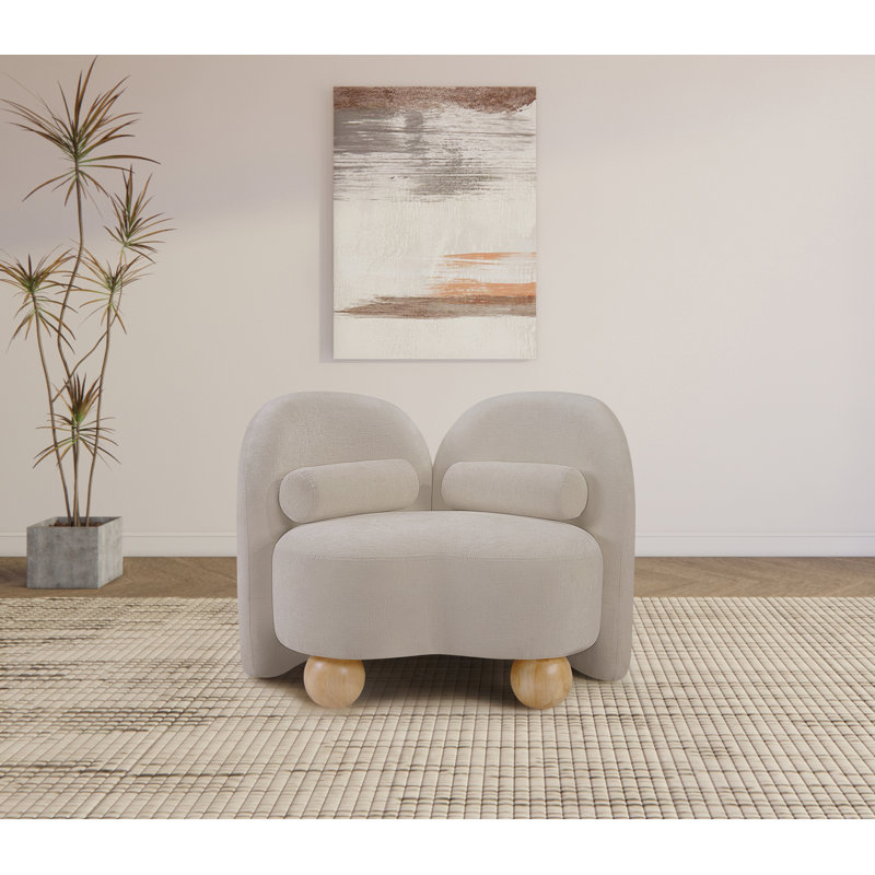 Daphne Upholstered Chair, Beige Chenille Fabric