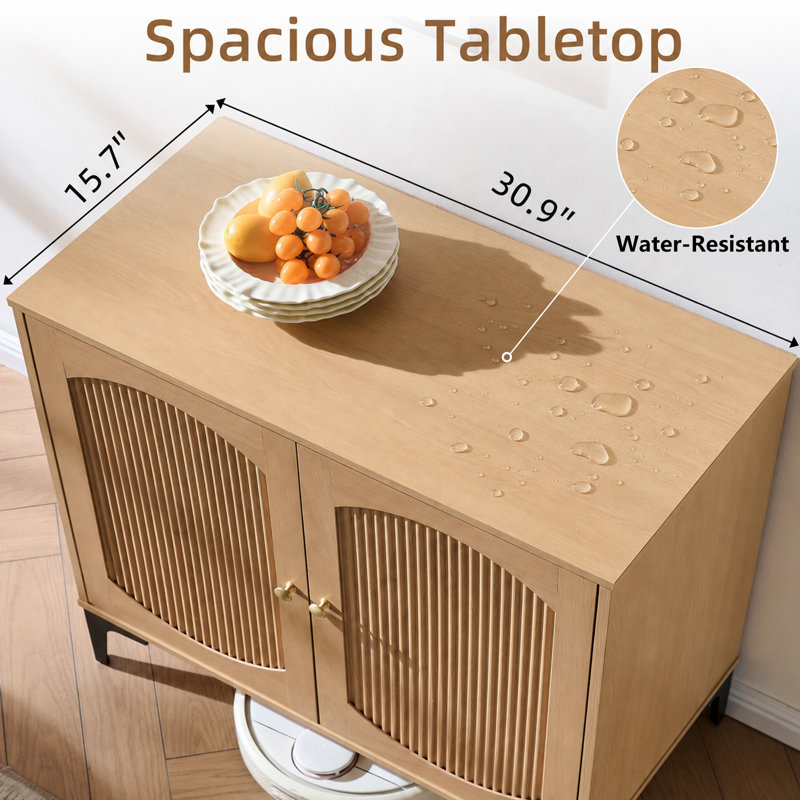 Buffet 125,96 "avec portes et tablettes, chêne naturel, 4 pièces, Chêne naturel
