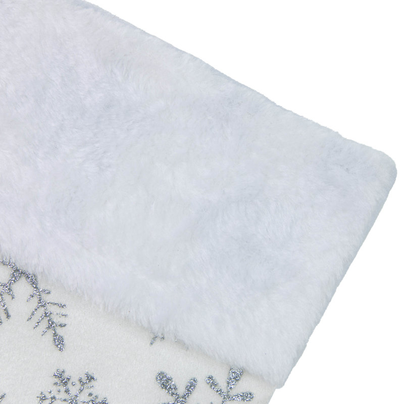 White and Silver Snowflakes Christmas Stocking with Folded Cuff