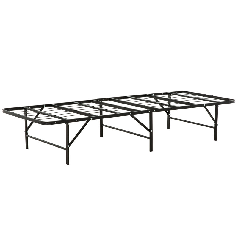 Lit simple avec plateforme en métal -, amplement de rangement disponible, sommier et rangement, Lit simple