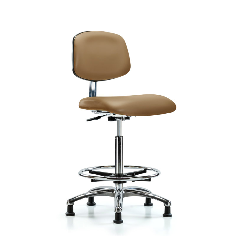 Iyana Vinyl Drafting Chair, Glides, Taupe