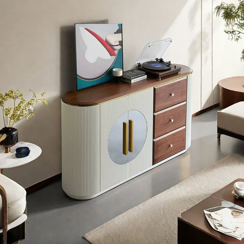 Geometric Two-Door Storage Accent Cabinet