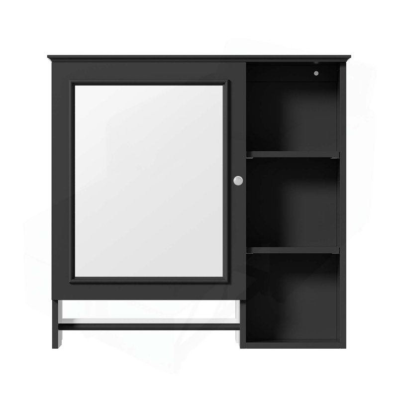 Armoire de salle de bain murale polyvalente avec plusieurs options de rangement, Noir