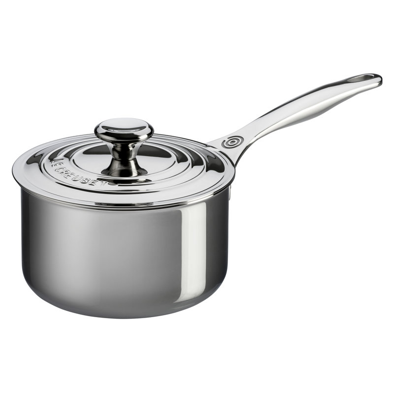 Le Creuset Stainless Steel Saucepan with Lid, 3 qt.