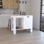 Îlot de cuisine H 35 po, une armoire de rangement avec porte, deux tablettes internes, une tablette de rangement ouverte, blanc / macadamia
