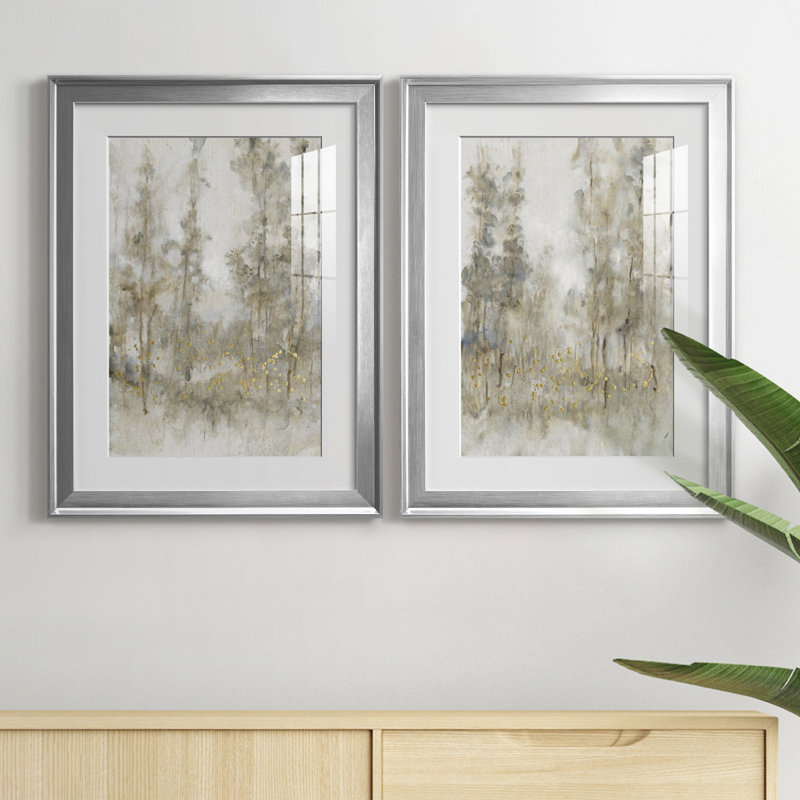 Fourré d'arbres I - Encadré sous verre, ensemble de 2, grande décoration murale pour salon, H 36,5 po x l 26,5 po x P 1 po