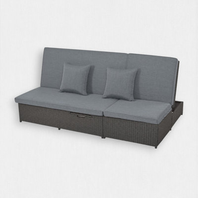 80" Long Reclining Wicker Double Chaise with Cushions