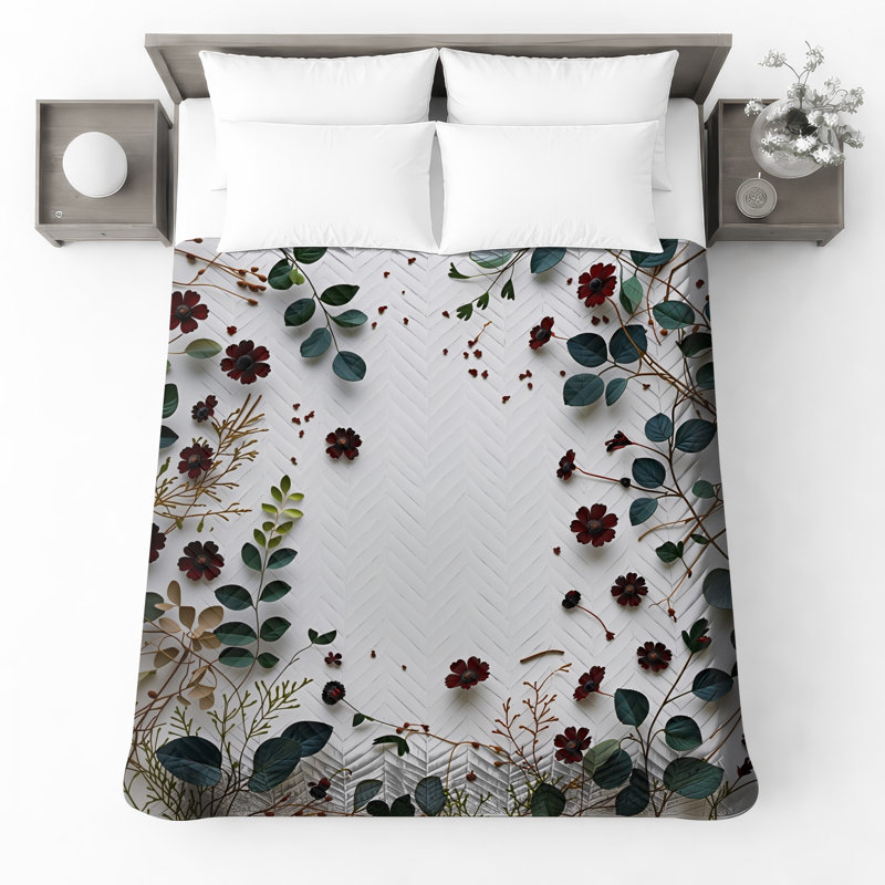 Couvre-lit matelassé à motif floral, Twin