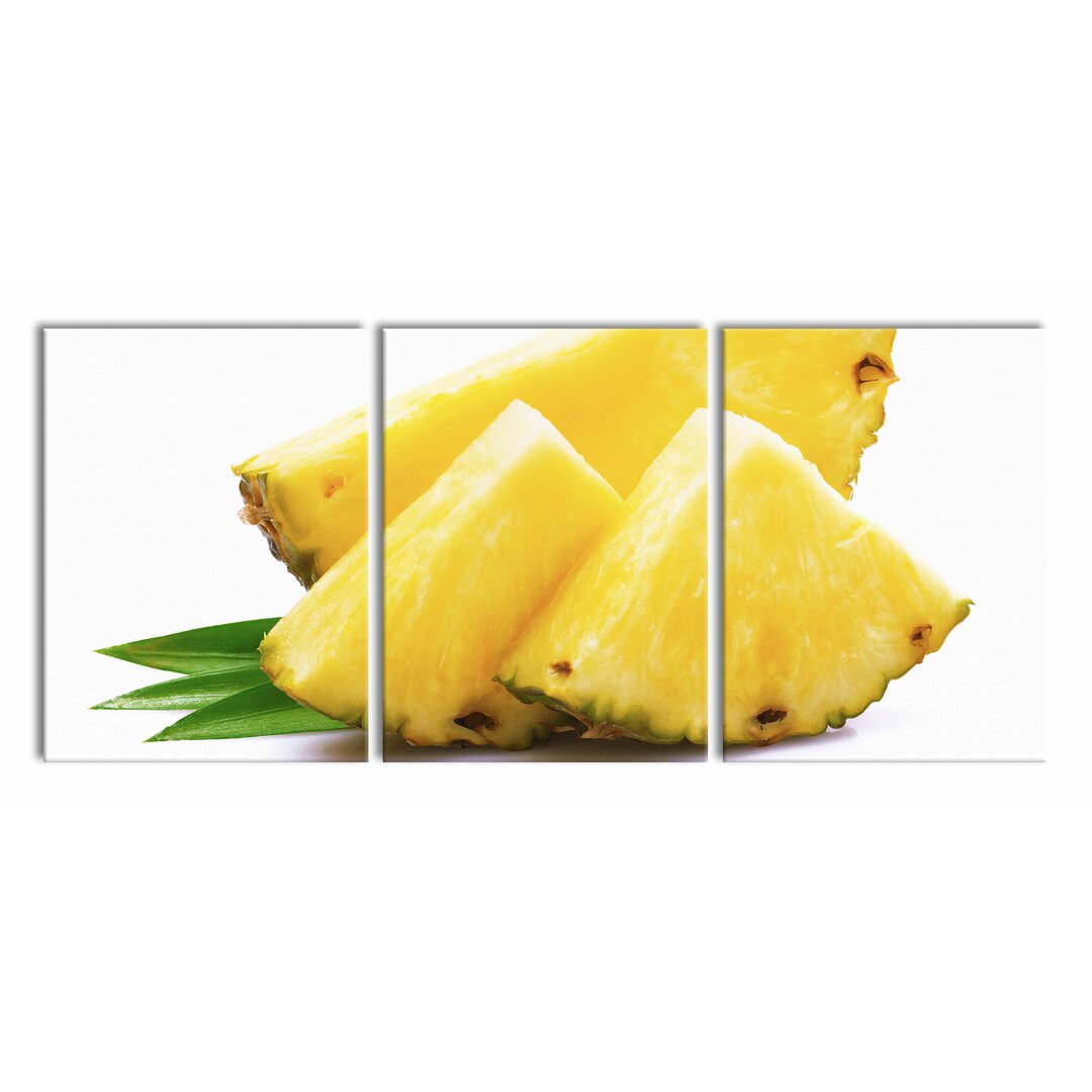 3-tlg. Leinwandbilder-Set Juicy Pineapple Slices