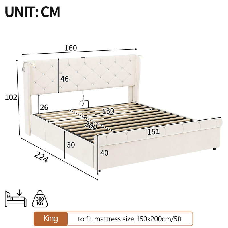 Upholstered Ottoman Storage Bed