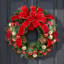 26"Evergreen Wreath With Berries, Balls, Cones And Red Bow