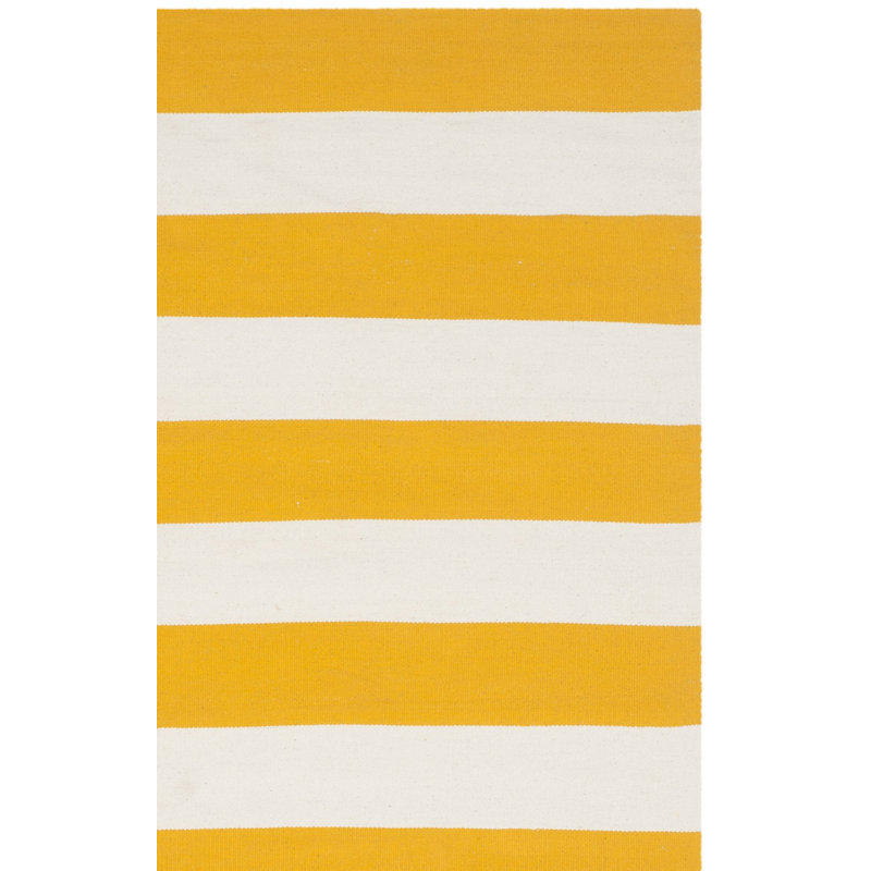 Tapis rayé en coton tissé à plat à la main Parik, Rectangle 9 pi x 12 pi