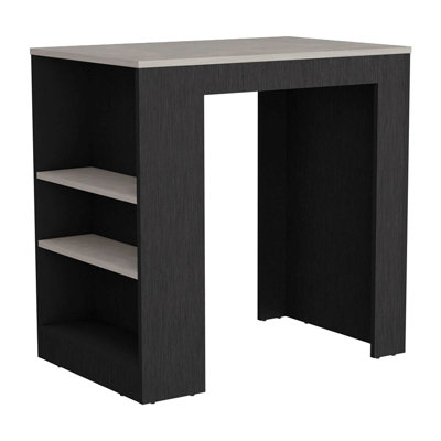 Kitchen Island, Counter Height Table Top With 3-Side Shelf