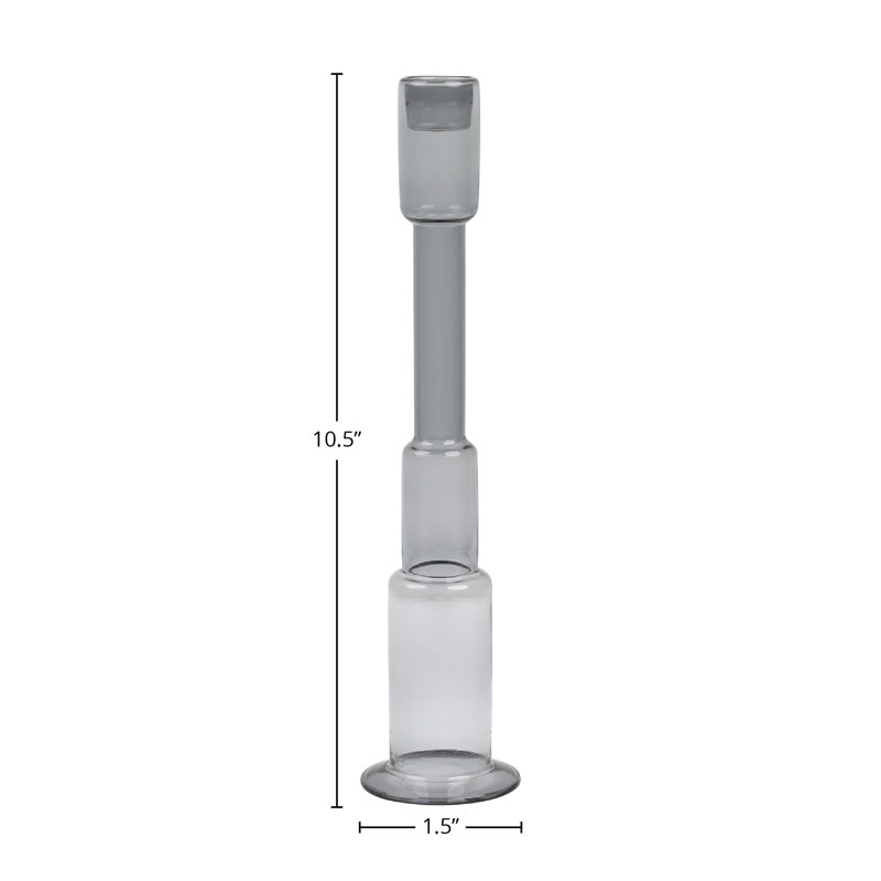 Freija 11" Tall Candle Holder, Smoke Gray (Set of 2)