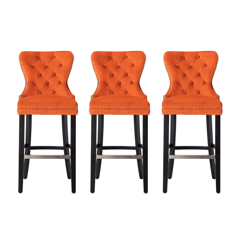 Tabouret de bar et de comptoir Kirsten, Noir, Orange, Tabouret de bar (siège d'une hauteur de 29 po)