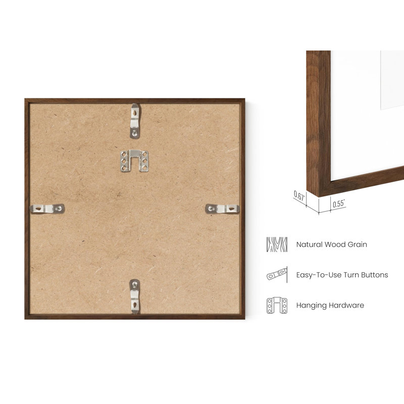 Cadre photo - ensemble de 9, Noyer, 5 po x 5 po, 10 po x 10 po