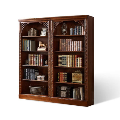 Elegant Rubberwood Bookshelf with Ornate Details