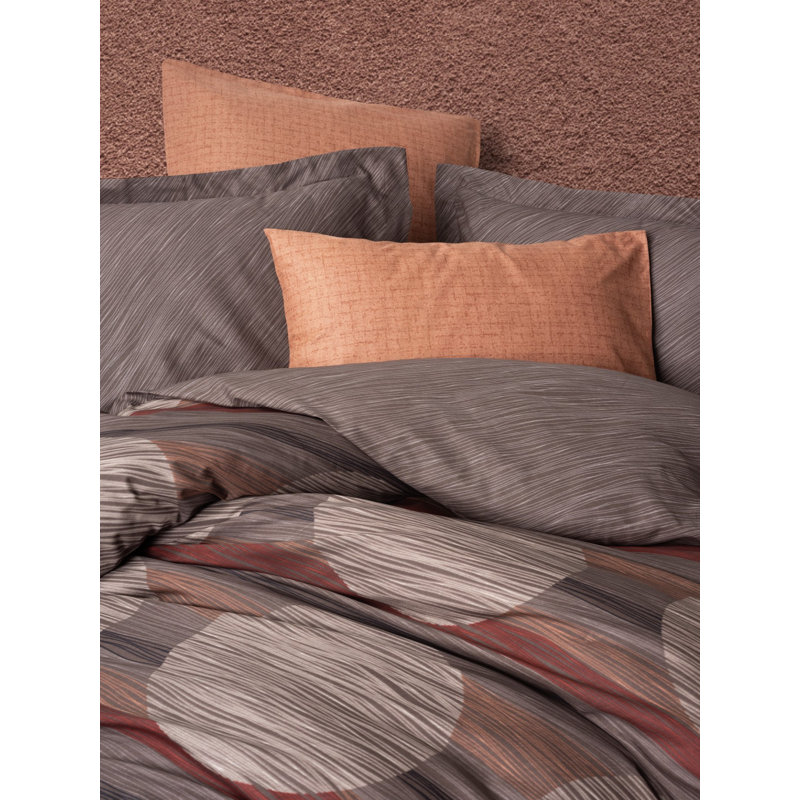 Luxury Super King Quilt Cover Set, 100% Cotton Ranforce, Cinnamon Color | Duvet Cover 102.4 x 86.6 inches & 2 Pillowcases 19.7 x 31.5 inches | Reactive Printing, Machine Washable, Elegant Closure with Buttons & Envelope
