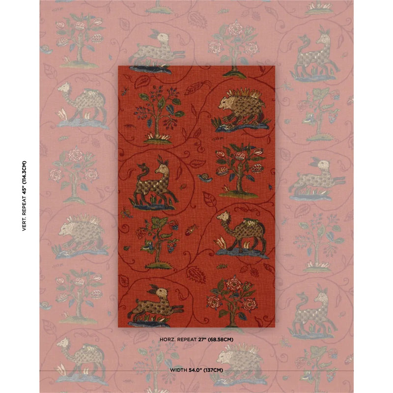 La Menagerie Fabric, Flame Red