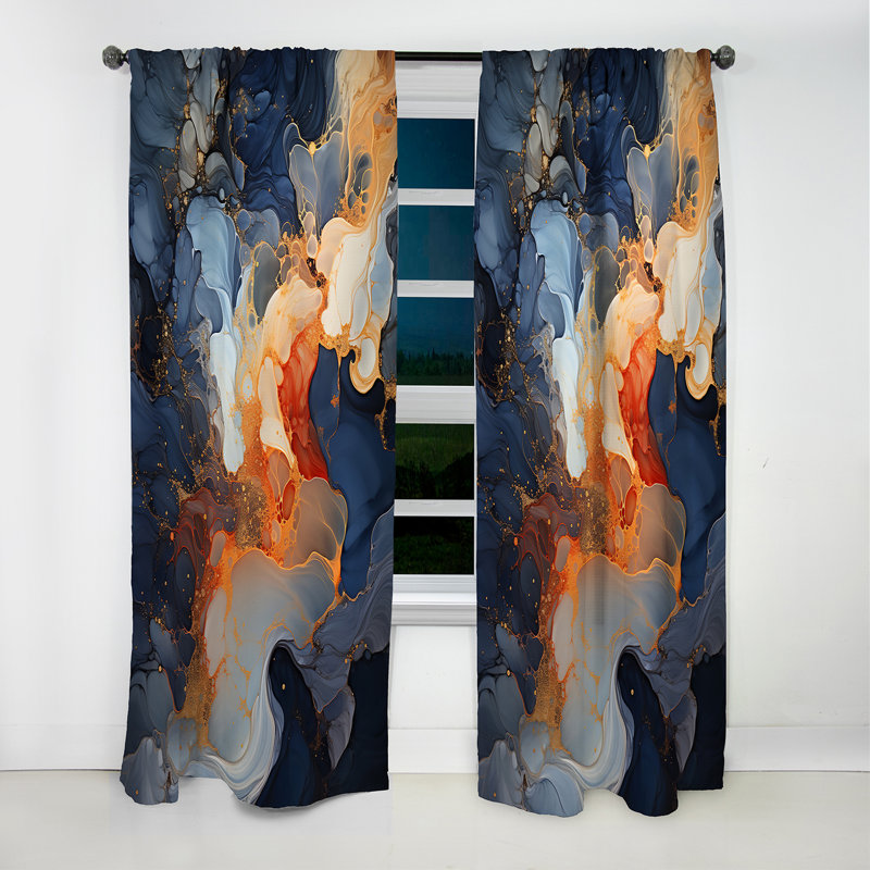 Certo - Liquid Ink Curtain - Blackout Abstract Curtain - 1 Panels, 52" W x 108" L