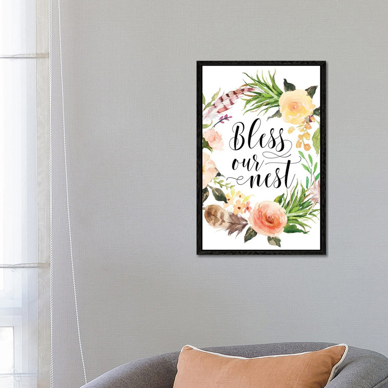 Bless Our Nest - Print on Canvas, 66.04 cm H x 45.72 cm W, Black Framed