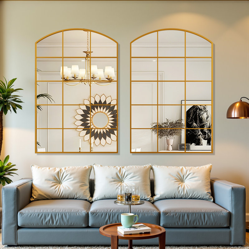 Miroir mural Grid, Doré, 24 po x 36 po