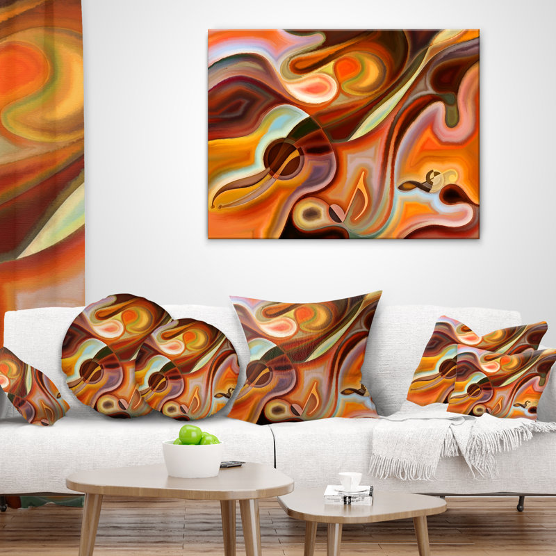 Abstract Brown and Orange Polyester Throw Pillow
