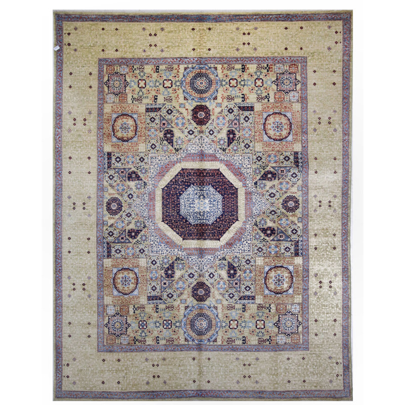 Tapis beige noué à la main de haute qualité