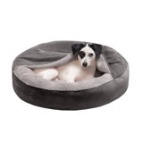 Velvet Wave Fur Hooded Donut Dog Bed