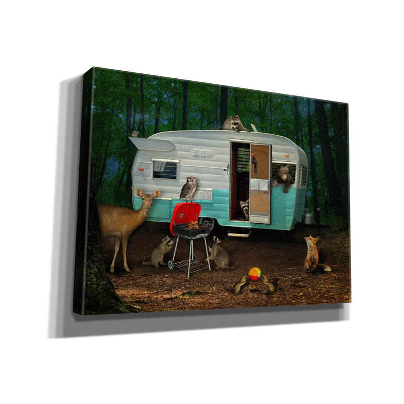 «Epic Graffiti» «Camping» par John Hovenstine, art mural sur toile, 54 po x 40 po