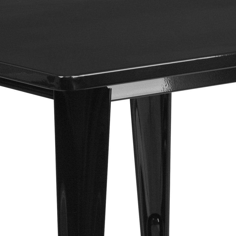 Metal Indoor-Outdoor Table Set, 29.5"H x 31.5"W x 63"D, 7, Black